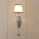 DecorBites™ Modern Chrome Wall Lamp with Tapered Fabric Shade - Stylish Living Room Sconce Light