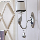 DecorBites™ Modern Chrome Wall Lamp with Tapered Fabric Shade - Stylish Living Room Sconce Light