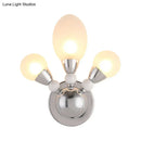 Modern chrome wall light with white glass shades bedroom sconce