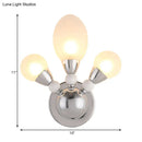 Modern chrome wall light with white glass shades bedroom sconce