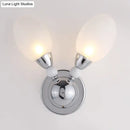 Modern chrome wall light with white glass shades bedroom sconce