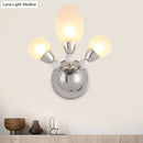 Modern chrome wall light with white glass shades bedroom sconce