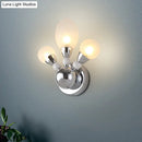 Modern chrome wall light with white glass shades bedroom sconce