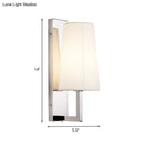 Modern chrome wall sconce light with cone fabric shade bedroom