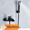 DecorBites™ Black Wall Mount Bathtub Shower Faucet with Waterfall Spout
