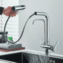 Modern chrome waterfall kitchen faucet with pull out spray