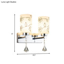 Modern chrome white glass cylinder wall sconce bedroom floral light