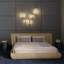 Modern circular brushed metallic wall lamp – living room sconce