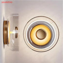 Modern circular glass bowl led wall sconce for bedroom decor