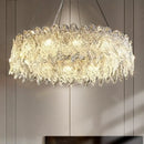 Modern circular glass petal led chandelier for dining room