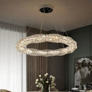 Modern circular textured crystal chandelier living room pendant light
