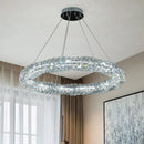Modern circular textured crystal chandelier living room pendant light
