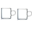 Modern clear 2pc 120ml glass handle coffee cup set for dining room