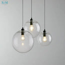 Modern clear bubble glass ball pendant light kitchen black metal fixtures