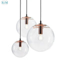 Modern clear bubble glass ball pendant light kitchen black metal fixtures