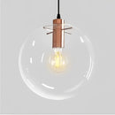 Modern clear bubble glass ball pendant light kitchen black metal fixtures