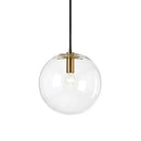 Modern clear bubble glass ball pendant light kitchen black metal fixtures