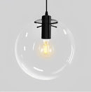 Modern clear bubble glass ball pendant light kitchen black metal fixtures