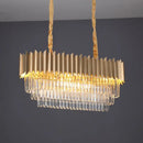 DecorBites™ Modern Clear Crystal Prisms Pendant Lamp - Oval Shape, 8 Heads, Gold Finish - for Dining Room and Kitchen Island Lighting