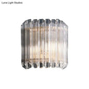 Modern clear crystal half drum light fixture bedroom wall sconce