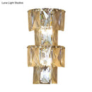 Modern clear crystal tiered wall lamp bedroom chrome sconce kit