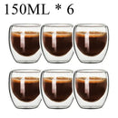 Modern clear double wall borosilicate glass espresso cups kitchen set