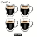 Modern clear double wall glass coffee mug set kitchen drinkware