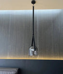 Modern clear glass and black leather pendant light fixture kitchen