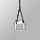 Modern clear glass and black leather pendant light fixture kitchen