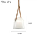 Modern clear glass and black leather pendant light fixture kitchen