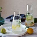 Modern clear glass bedside water carafe set with cup for bedroom
