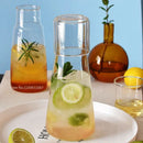 Modern clear glass bedside water carafe set with cup for bedroom