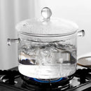 Modern clear glass cooking pot with silver handles kitchen cookware