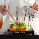 Modern clear glass cooking pot with silver handles kitchen cookware