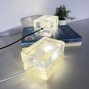 Modern clear glass cube led table lamp bedroom nightlight