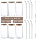 Modern clear glass cup with bamboo lid kitchen drinking mug