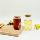 Modern clear glass cup with bamboo lid kitchen drinking mug