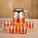 Modern clear glass flower teapot with infuser – kitchen tea set