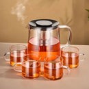 Modern clear glass flower teapot with infuser – kitchen tea set