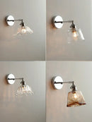 Modern clear glass led wall lamp bedroom pull chain crystal light