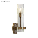 DecorBites™ Modern Clear Glass Sconce with Brass Metal Arm and 1 Bulb Wall Light Fixture