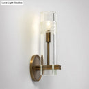 DecorBites™ Modern Clear Glass Sconce with Brass Metal Arm and 1 Bulb Wall Light Fixture