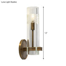 DecorBites™ Modern Clear Glass Sconce with Brass Metal Arm and 1 Bulb Wall Light Fixture