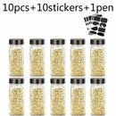 Modern clear glass seasoning jar set with black lids for kitchen