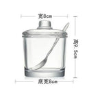 Modern clear glass seasoning jar with spoon kitchen spice jar