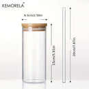 Modern clear glass tumbler cups with bamboo lids 4-piece kitchen set