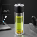 Modern clear insulated glass cup kitchen tea tumbler with black & silver lid