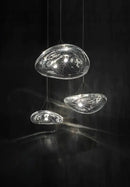 Modern clear patterned glass staircase pendant light dining room