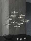 Modern clear patterned glass staircase pendant light dining room