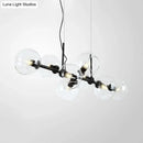 DecorBites™ Clear/Smoke Glass 8 Bulbs Suspended Lighting Fixture in Black/Gold for Dining Room